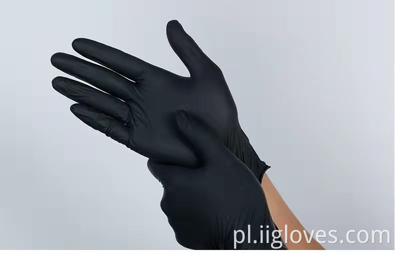 Czarne wysokie elastyczne rękawiczki bezpieczeństwa bez proszku ochrona gospodarstwa domowego 100 szt. Syntetyczne rękawiczki nitrylowe/pudełko